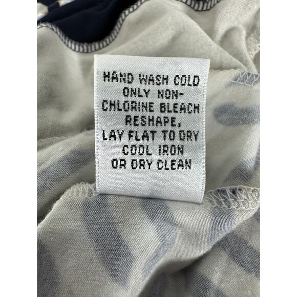 Talbots Petite Sz 2P Wrap Chain Link Print Stretch A Line Midi Dress Navy White - Picture 10 of 10